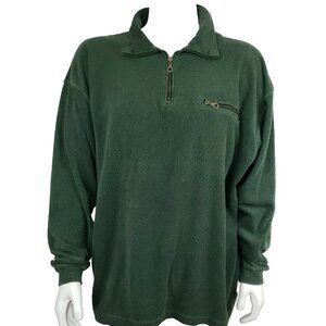 Vtg Ferruche French Terry Pullover Mens XXL Green Cotton Blend 1/4 Zip Sweater